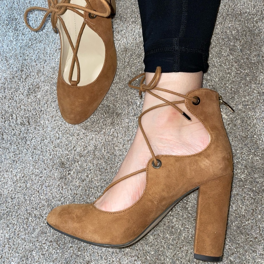Suede Lace-up heels